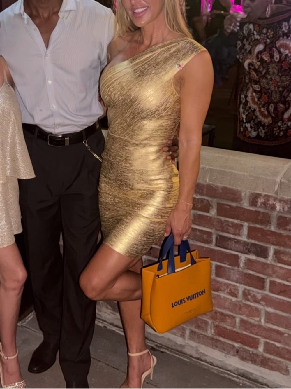 Gold One-Shoulder Metallic gold Bodycon Dress